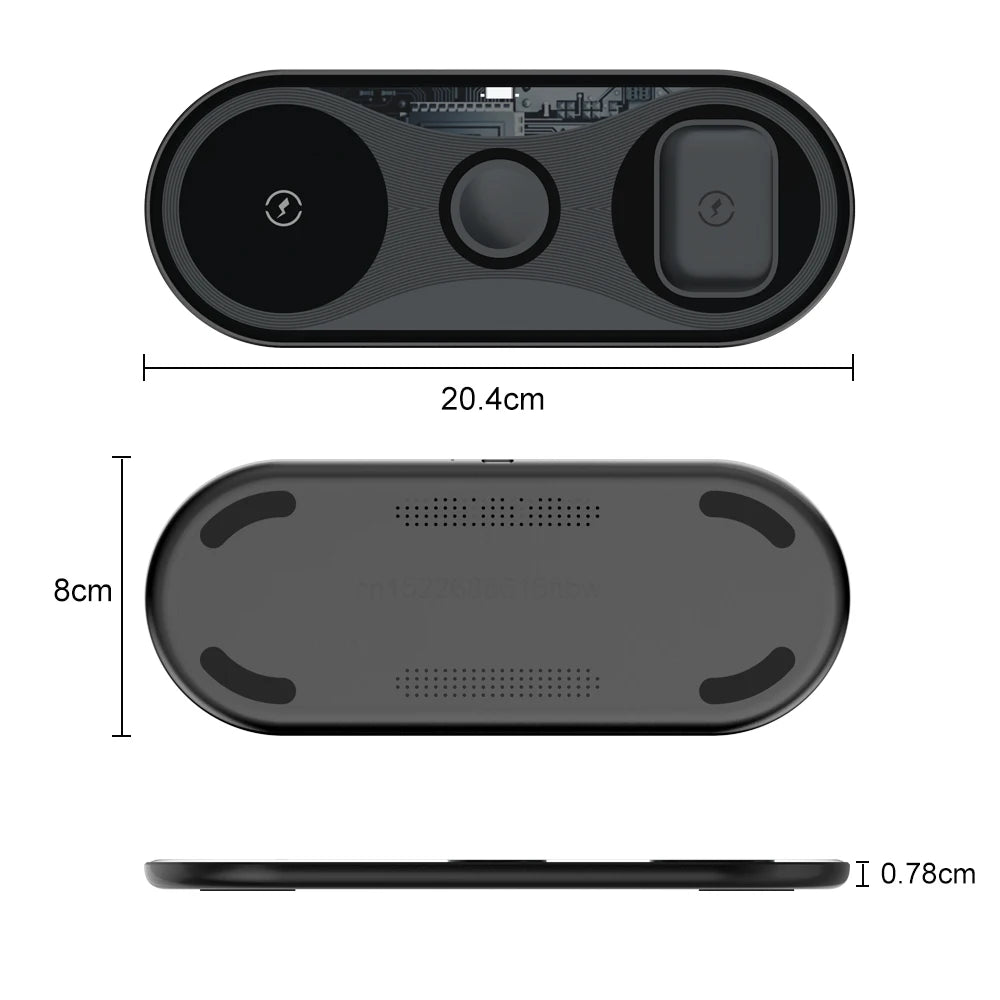 Wireless Charger Pad 3 in 1 for iPhone 17 16 15 Pro Max Fast Dual Wireless Charger for Samsung S25 S24 S23 Xiaomi Charging Pad