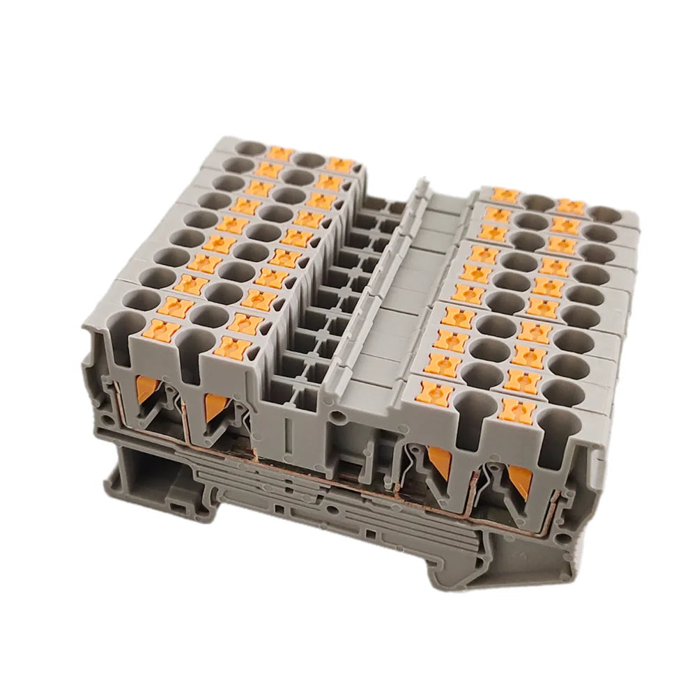 10Pcs PT2.5 QUATTRO Push-In Spring 4-Conductor Strip Plug 12AWG PT2.5 Wire Electrical Connector Din Rail Terminal Block PT2.5-QU