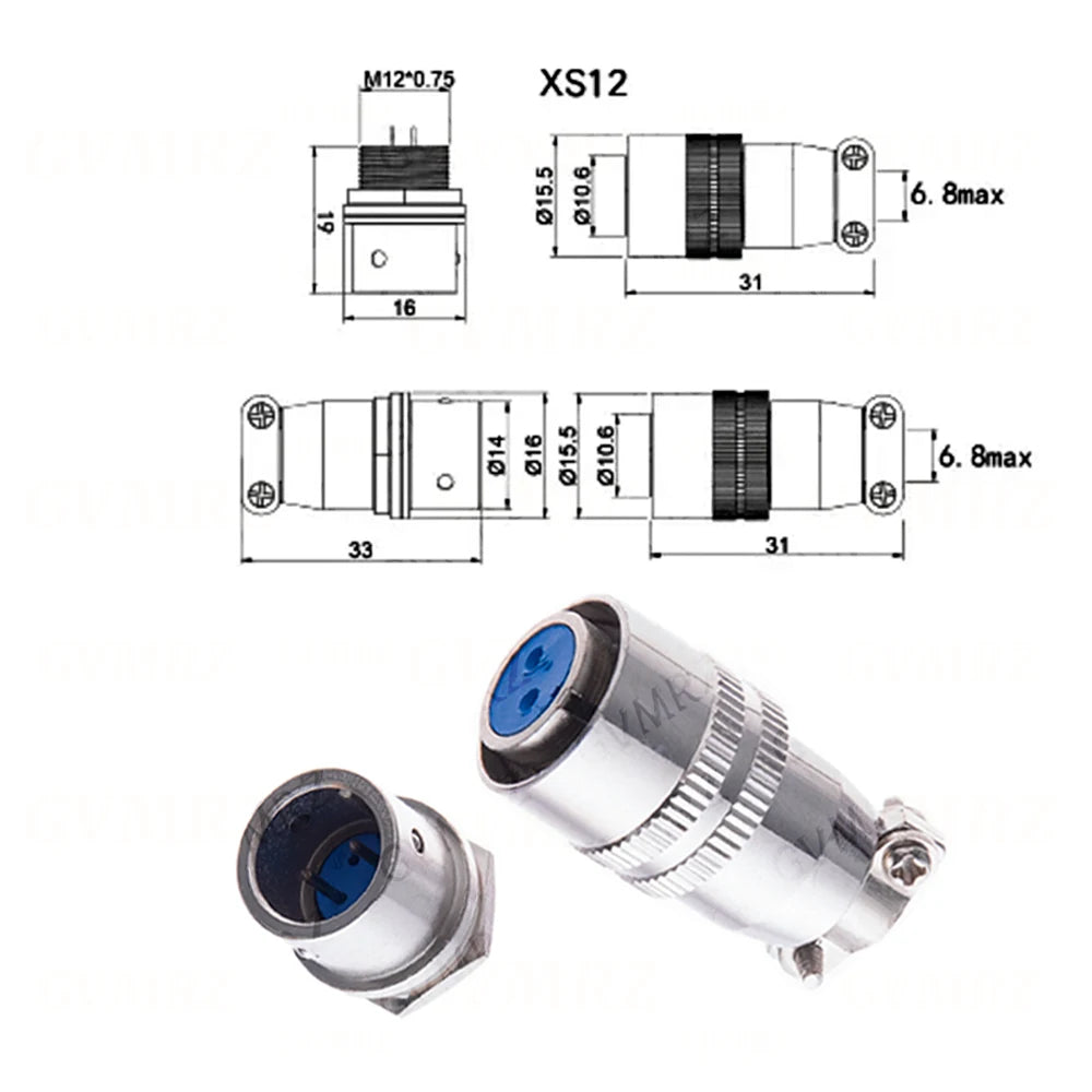 XS12 2PIN 3PIN 4PIN 5PIN Docking Aviation Plug Socket Waterproof Circular Connector 2-5P Male/Female