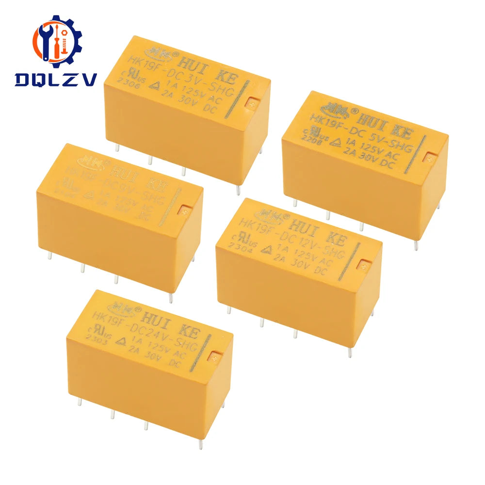 Relay HK19F-DC3V-SHG HK19F-DC5V-SHG HK19F-DC12V-SHG HK19F-DC24V-SHG HK19F-DC24V-SHG HK19F 3V 5V 9V 12V 24V 8PIN 2A Relays