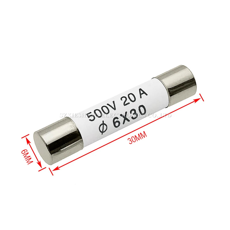 10PCS 5*25/6*25/6*30MM Ceramic Fuse 0.5A 1A 2A 3A 4A 5A 6A 8A 10A 13A 15A 16A 20A 25A 30A 250V 500V RO55 RO57 RO58 Fuse BS1362