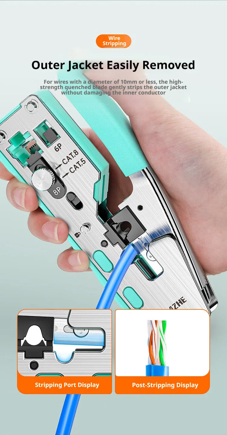 SAMZHE RJ45 Crimp Tool Crimper Cutter for Cat5e/6/7/8 8P 6P Modular Connector Ethernet All-in-one Wire Tool ﻿Ethernet Modular