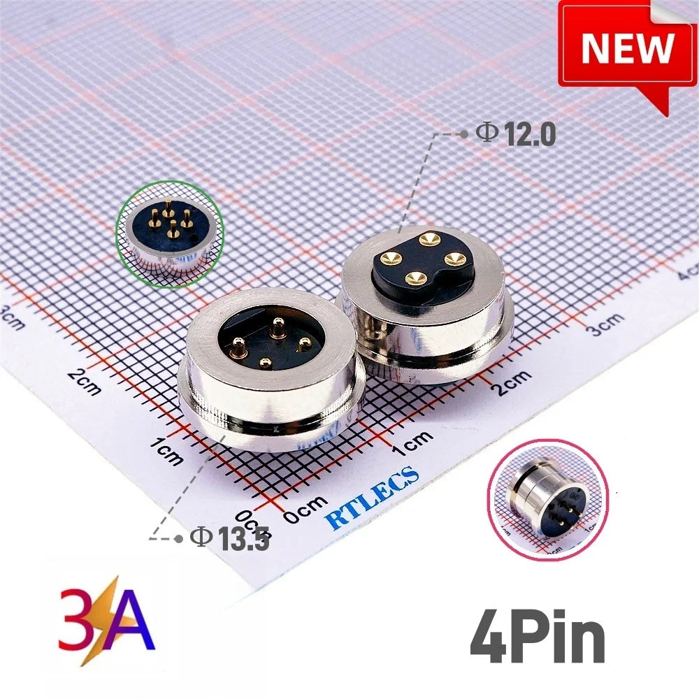Magnetic Circular PogoPin Connector 2A Male Female Metal Spring Loaded 1/2/3/4/5/6 Pin DC Power Charger Wire JST SM Gold Plated