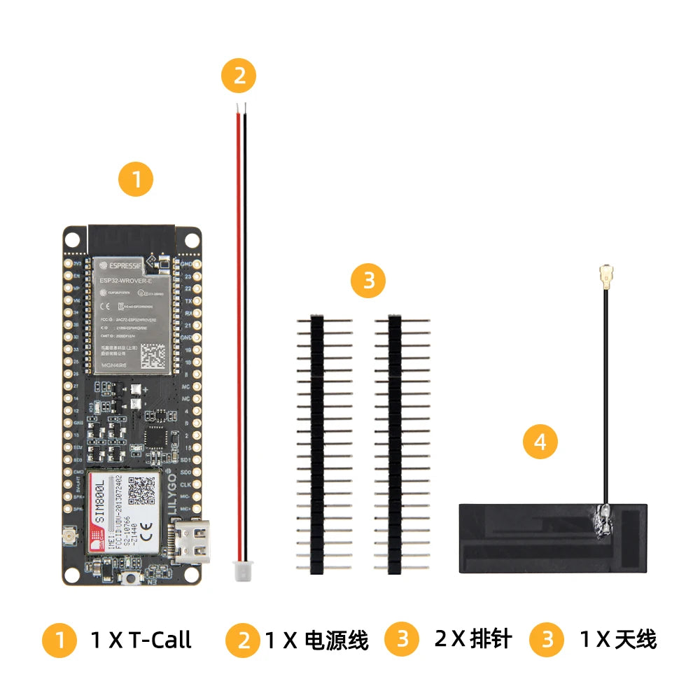 LILYGO TTGO T-Call V1.4 ESP32 Board with WiFi, Bluetooth, FPC Antenna & SIM800L SIM Card Module