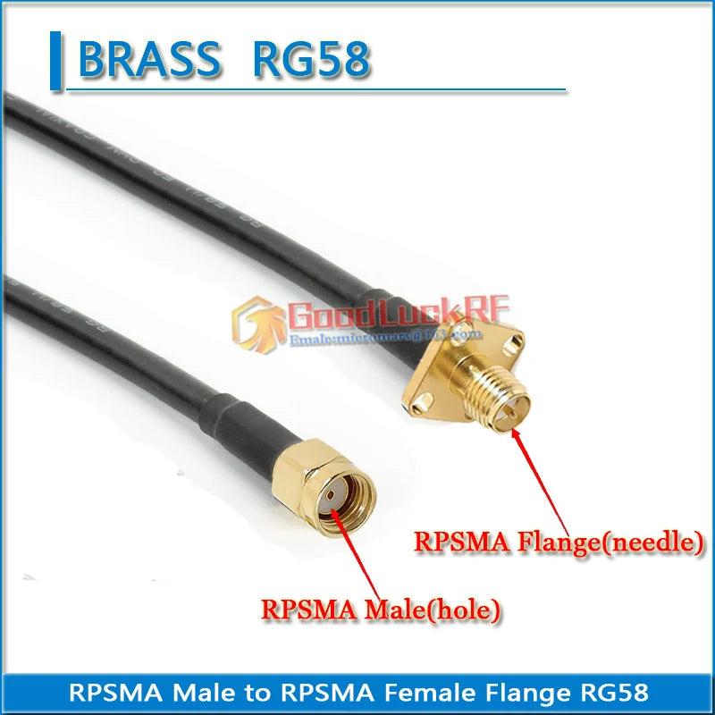 RP-SMA RPSMA SMA Female 4 hole Flange Chassis Panel Mount to SMA Male Pigtail Jumper RG58 Extend cable RF Connector Adapter