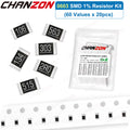 1200Pcs/lot 60 Values 0603 1% High Precision SMD Resistor Kit 0ohm 1 33 330 470 4.7K 1K 10K 75K ohm Resistance Assortment Set