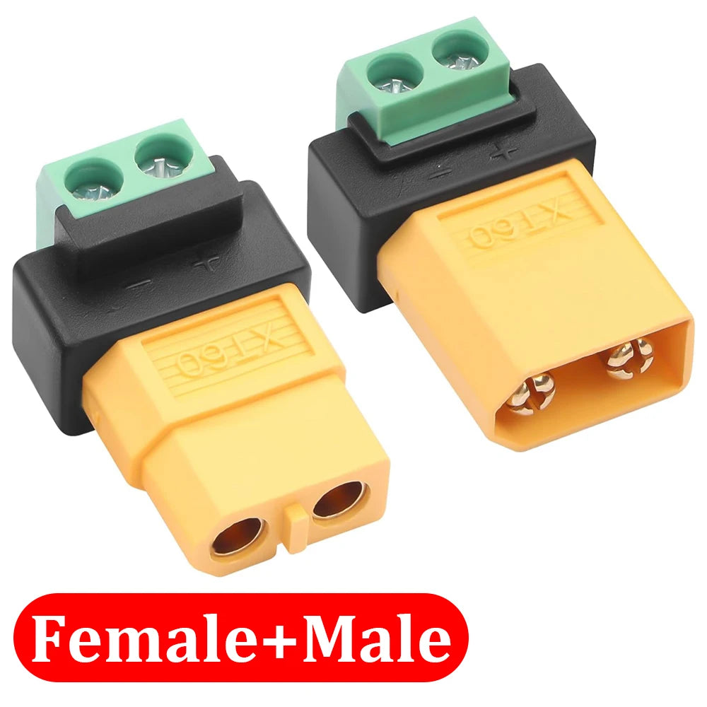 XT60 Solderless Connector Male/Female To 2Pin Screw Terminal Adapter Portable XT60 Bullet Connector Power Plug for RC Planes