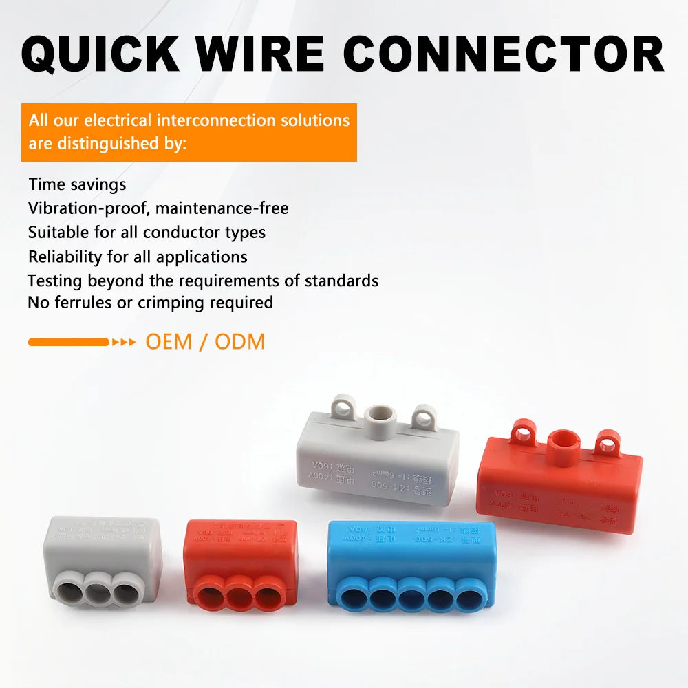 DIY GO 5PCS High Power 1 in 2/4 out Splicing Cable Connector 60A/400V 1-6mm2 Wire Connector Screw lock Terminal Block