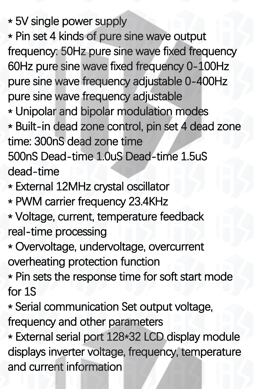 5V DC-AC Pure Sine Wave Inverter SPWM Driver Board EGS002 12Mhz Crystal Oscillator EG8010 + IR2113 Driving Module LCD