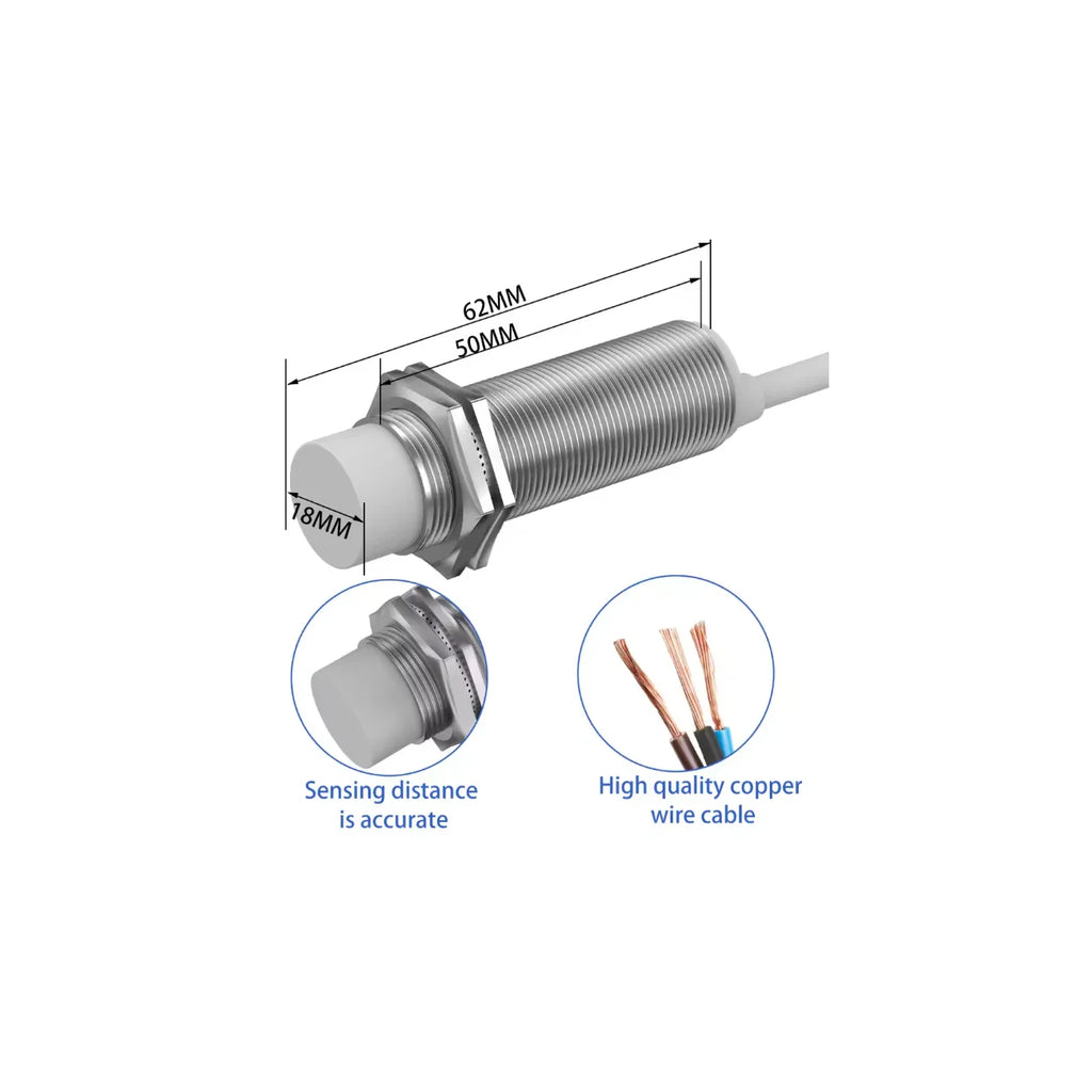 GTRIC M18 Capacitive Proximity Sensor DC 10-30V 3-Wire NPN PNP NO NC Flush Non-Flush Non-Metal Detection Switch with 2m Cable
