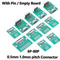 0.5mm 1.0mm pitch Connector SMT Adapter to 2.54mm hole FPC FFC Cable Welded board With Pin / Empty Board 6P 8P 10P 12P 20P 24P