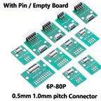 0.5mm 1.0mm pitch Connector SMT Adapter to 2.54mm hole FPC FFC Cable Welded board With Pin / Empty Board 6P 8P 10P 12P 20P 24P