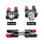 Binding Post RF Coax Coaxial Splitter Connector BNC Adapter Male Plug To Two Dual Banana Jack Socket
