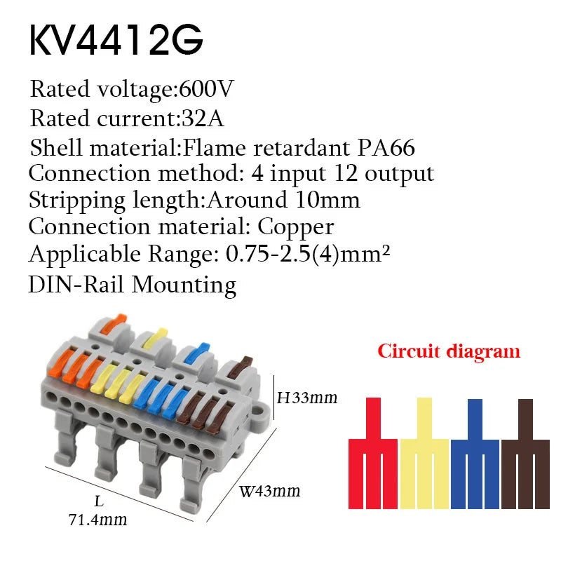 Wire Connector Electrical Cable Terminals Blocks Universal Quick Conductor Splitter Push-in LED Tool Mountable Rail Junction Box