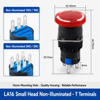 16mm Plastic Emergency Stop Switch Latching Self-locked 1NO1N Red Mushroom Head Electrical Control Push Button Switch VaneAims