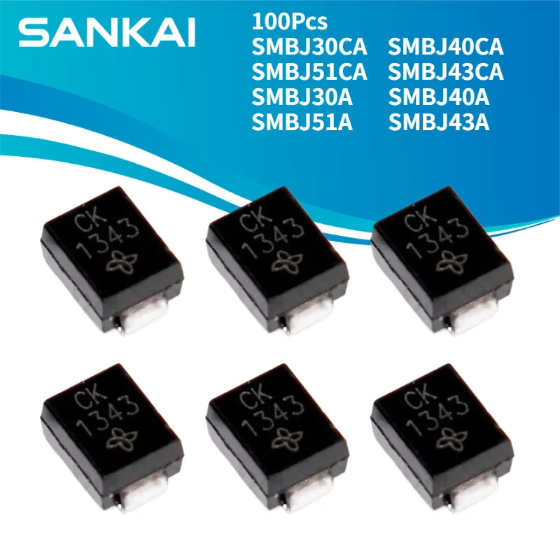 100Pcs Power Supply Kit TVS Device SMBJ30CA SMBJ40CA SMBJ51CA SMBJ43CA SMBJ30A SMBJ40A SMBJ51A SMBJ43A