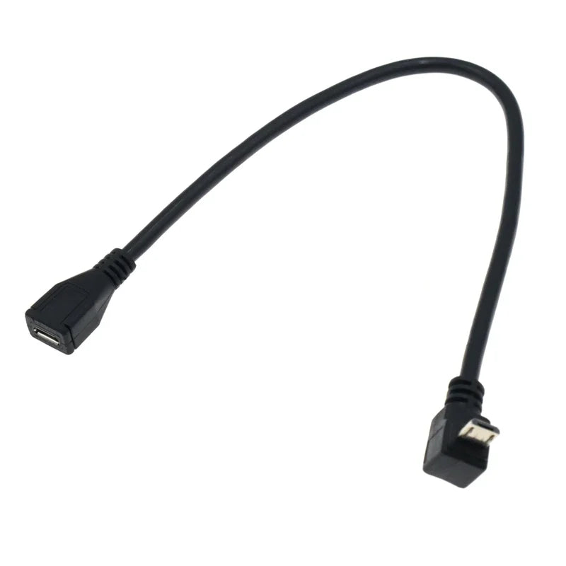 30cm 90 Degree Right & Left Angled Micro USB 5Pin Male to Female M/F Extension Connector Adapter Cable for Mobile Phone Tablet