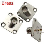 1Pcs Q9 BNC Female Jack Mount Socket 4Holes Flange Connector Q9 BNC Female Jack Flange(25*25mm) Panel Chassis Coax Brass Copper