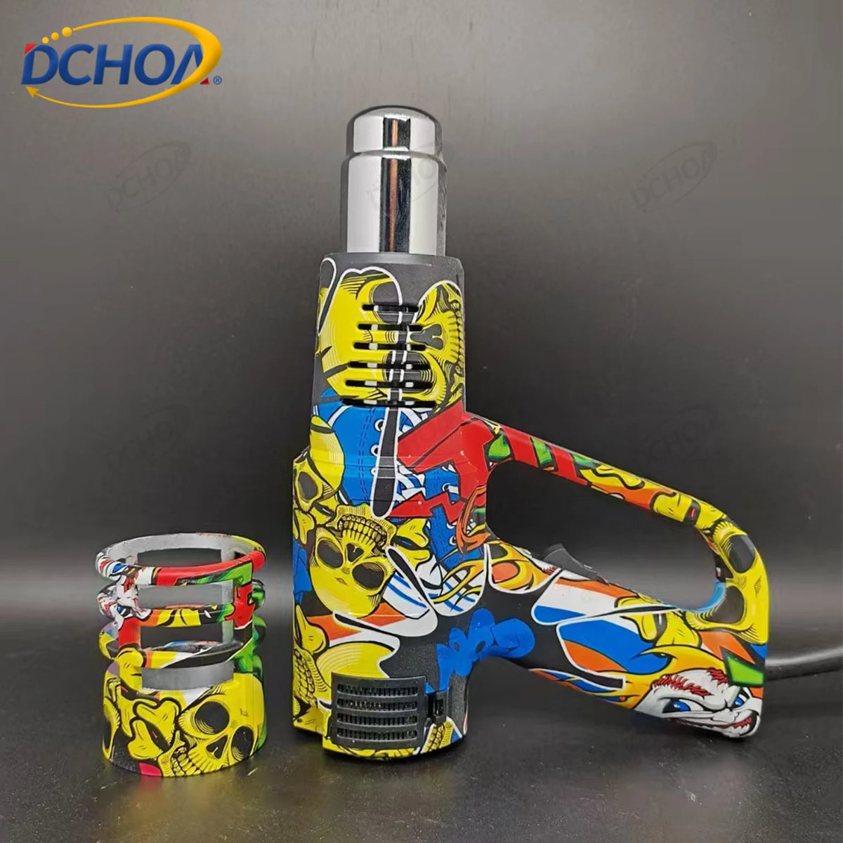 DCHOA 2200W Hot Air Gun with Anti-Scald Cover 2-Speed Variable Temperature Heat Gun for Car Vinyl Wrap Window Tint Firm Install