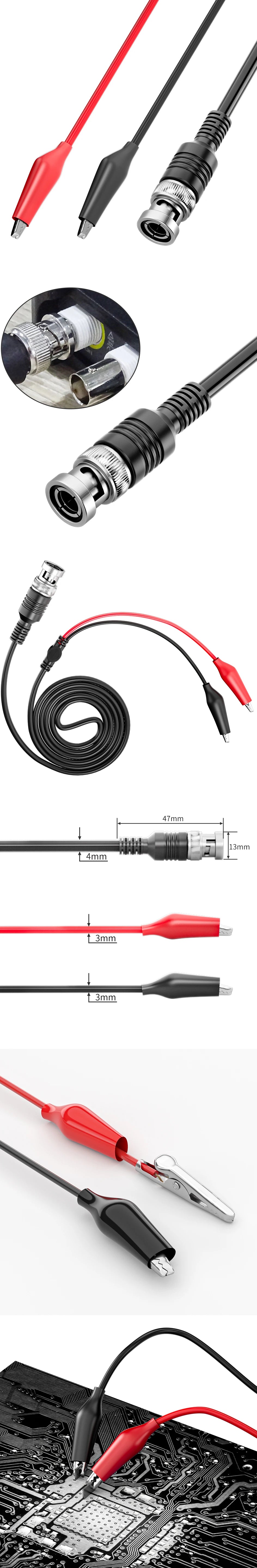 Cleqee P1011 BNC Q9 Male Plug to Dual Alligator Clips Oscilloscope Test Probe Test Lead Cable 110cm Wire