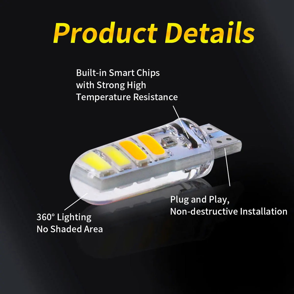 2 Pcs LED Bulbs 12V/24V 5730 Chips T10 W5W WY5W Two Tone Strobe Lights For Car/Truck Parking Drive Wedge Reading Brake Light