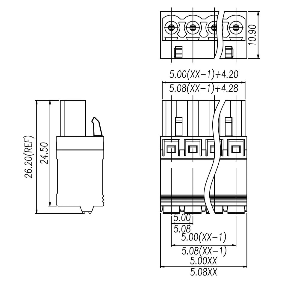 AOSI Factory Hot Sale Tool-free Pluggable 2EDGKN-5.08 DIN Rail Terminal Block