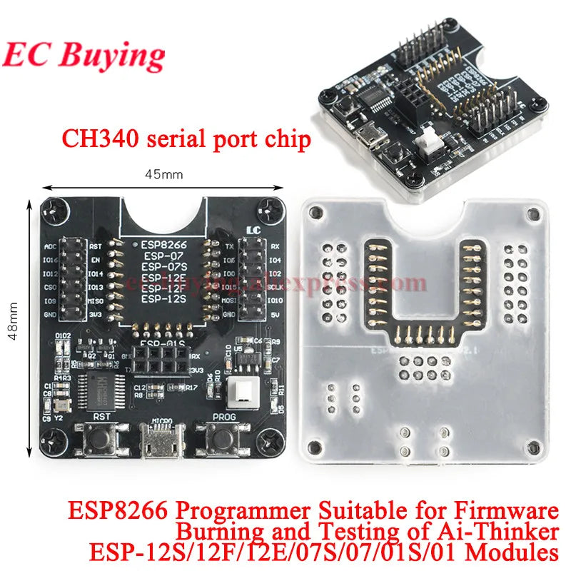 ESP8266 ESP-W&ROOM-32 ESP32-WROVER Development Board Test Programmer Socket Downloader Burning Fixture Tool for ESP-12F/07S/01
