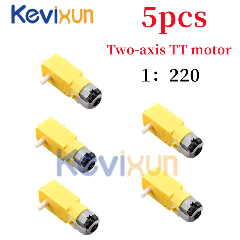 5pcs/TT Motor 130 Motor Smart Car Gear Motor Robot Gear Motor Smart Car Double Shaft Yellow 1:48 /1:120/ 1:220