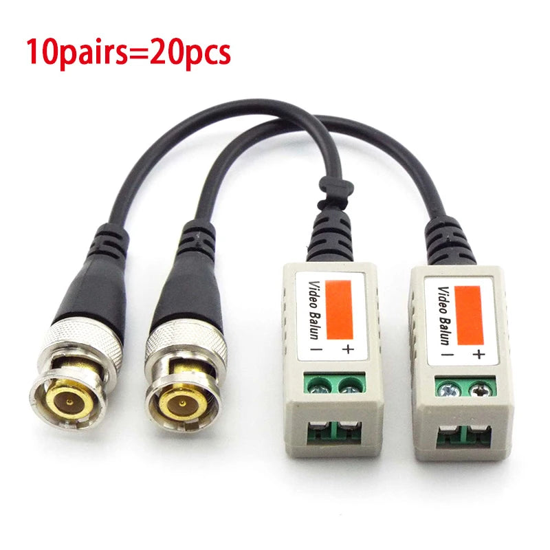 10pairs (20pcs) 3000FT Distance UTP Video Balun Twisted CCTV Balun Passive Transceivers BNC Cable Cat5 CCTV camera  Adapter L19