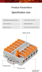 Wire Connector 2/3/4/5/6 Pin Universal Docking Fast Wiring Conductors Push-in Terminal Block Cable Splitter High Power Connector
