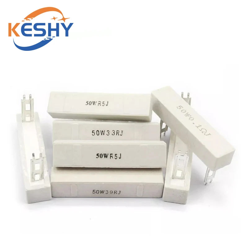50W Ceramic Cement High Power Resistor 0.1~1K 0.2 0.22R 0.5 1 1.5 2 2.5 3 4 5 6 8 10 15 20 25 30 50 80 100 200 250 300 500 Ohm