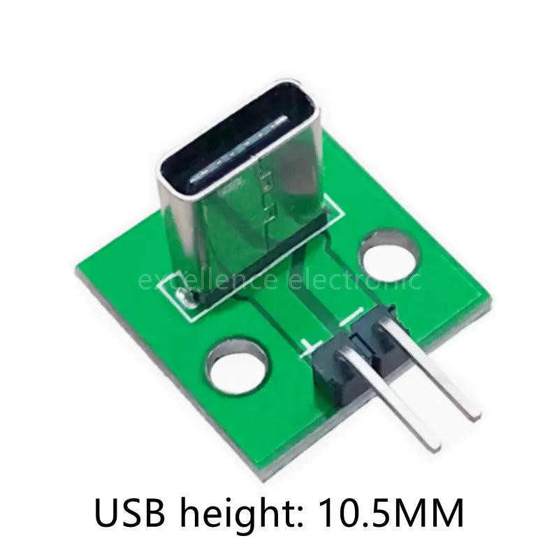 5/10PCS Data Charging Cable Jack Test Board with Pin Header 90 Degree Vertical Type C Female Male Connector Test PCB Board