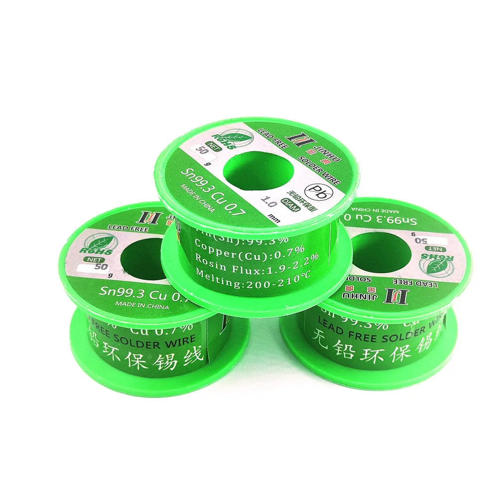 JINHU Sn99.3 Cu0.7 50G/100G Lead Free Solder Wire Tin 0.5/0.6/0.8/1.0mm Rosin Core Solder Welding Soldering Iron