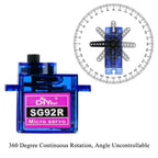 SG92R Micro Servo Motor 4.8-6V 360/270/180 Degree Continuous Rotation Controllable Angle for Robot RC Drone Aircraft Model 9g