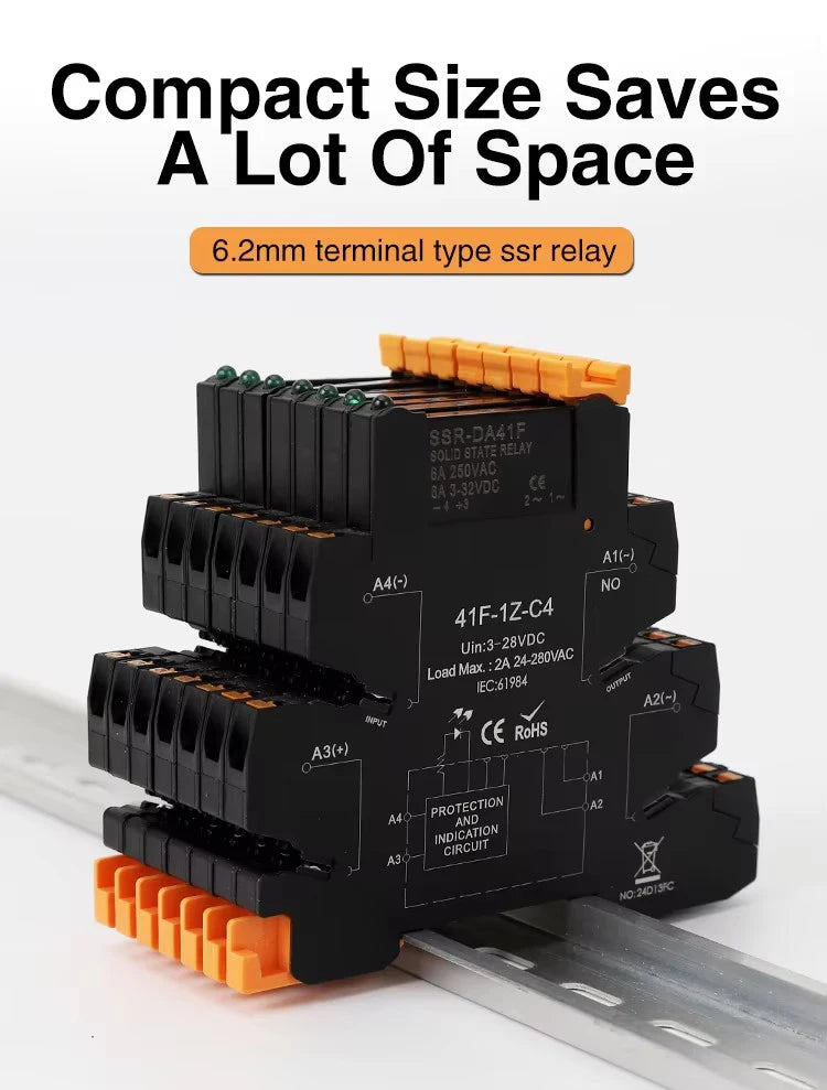 DC Control AC Slim Interface Solid State Relay Module DIN SSR Slim Relay DC Control DC 41F-1Z-C2 C4 SSR Relay DIN Rail