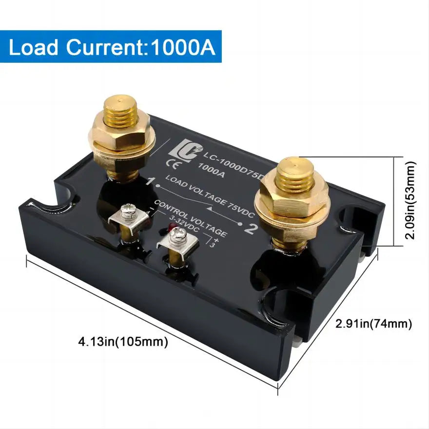 LCTC SSR-1000DD DC Control DC Solid State Relay 1000A High Power DC Relay Single Phase 3-32VDC Large Current Crydom With LED