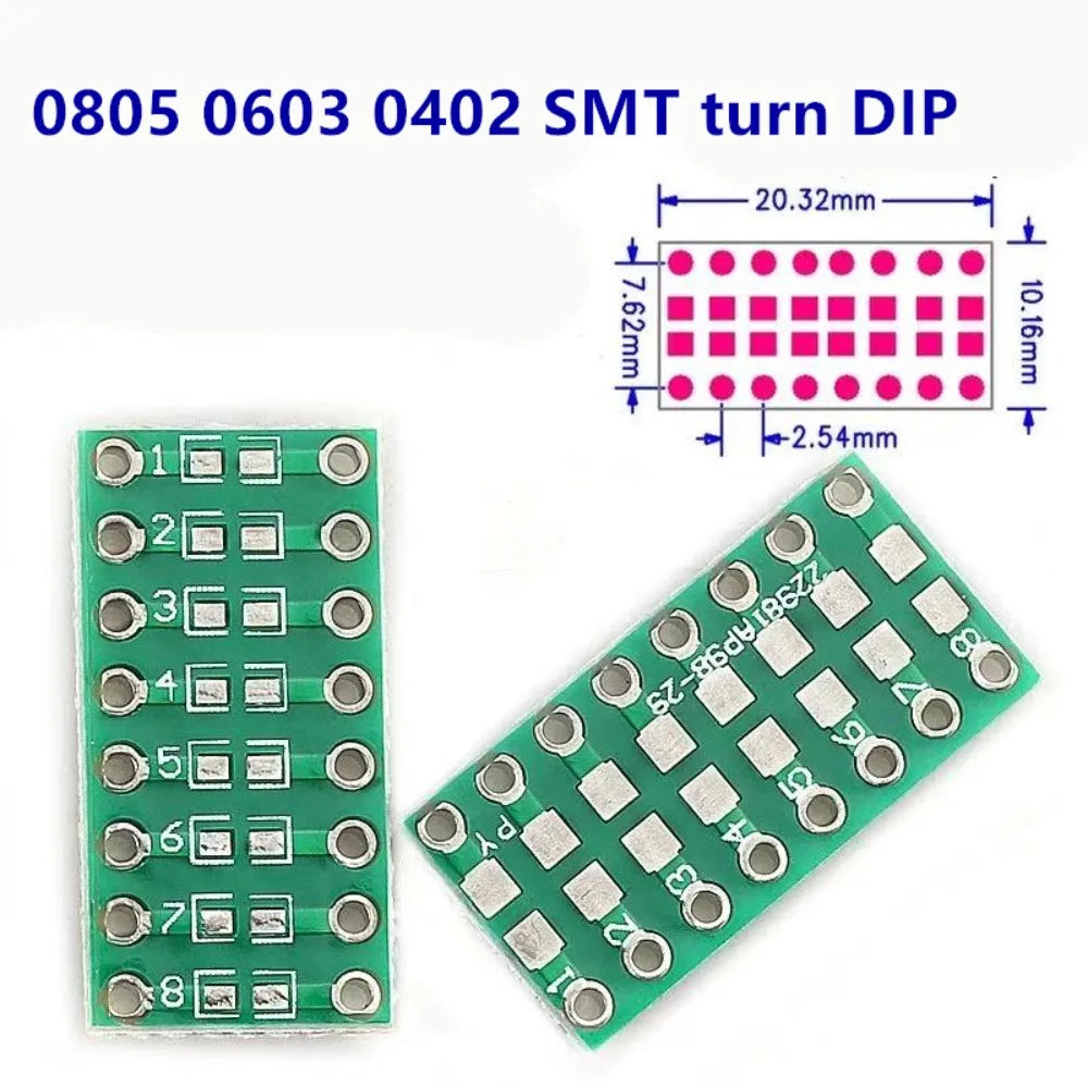 10PCS/LOT 0402 0603 0805 SMD To DIP Adapter PCB Board SMT Resistor Capacitor LED IC Converter Breakout Board