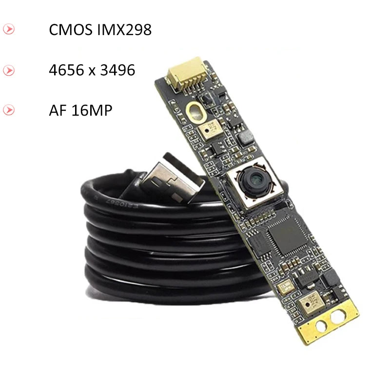 CMOS IMX298 16MP 78.4 Degree4656×3496 USB Camera Module Autofocus/Fixed Focus Two Digital Mic For Scanning Product Vision