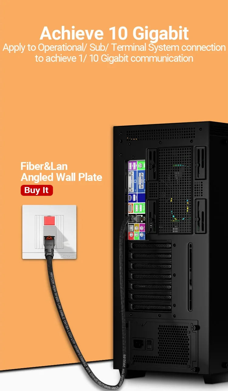AMPCOM Tool Free RJ45 Connector, No Crimp Tool Less UTP 1000Mbps CAT6/CAT6A Modular PLug for Stranded Solid Lan Ethernet Cable