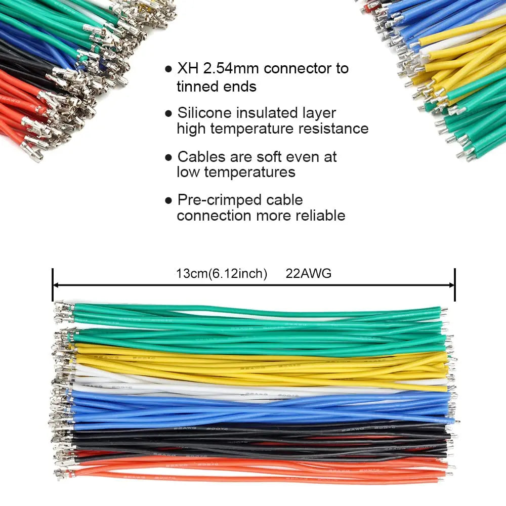JST-XH  2/3/4/5/6/7 Pin Housing Connector Socket Kit with Pre-Crimped  2.54mm Male and Female Cable Wire  JST  2.54mm Connector