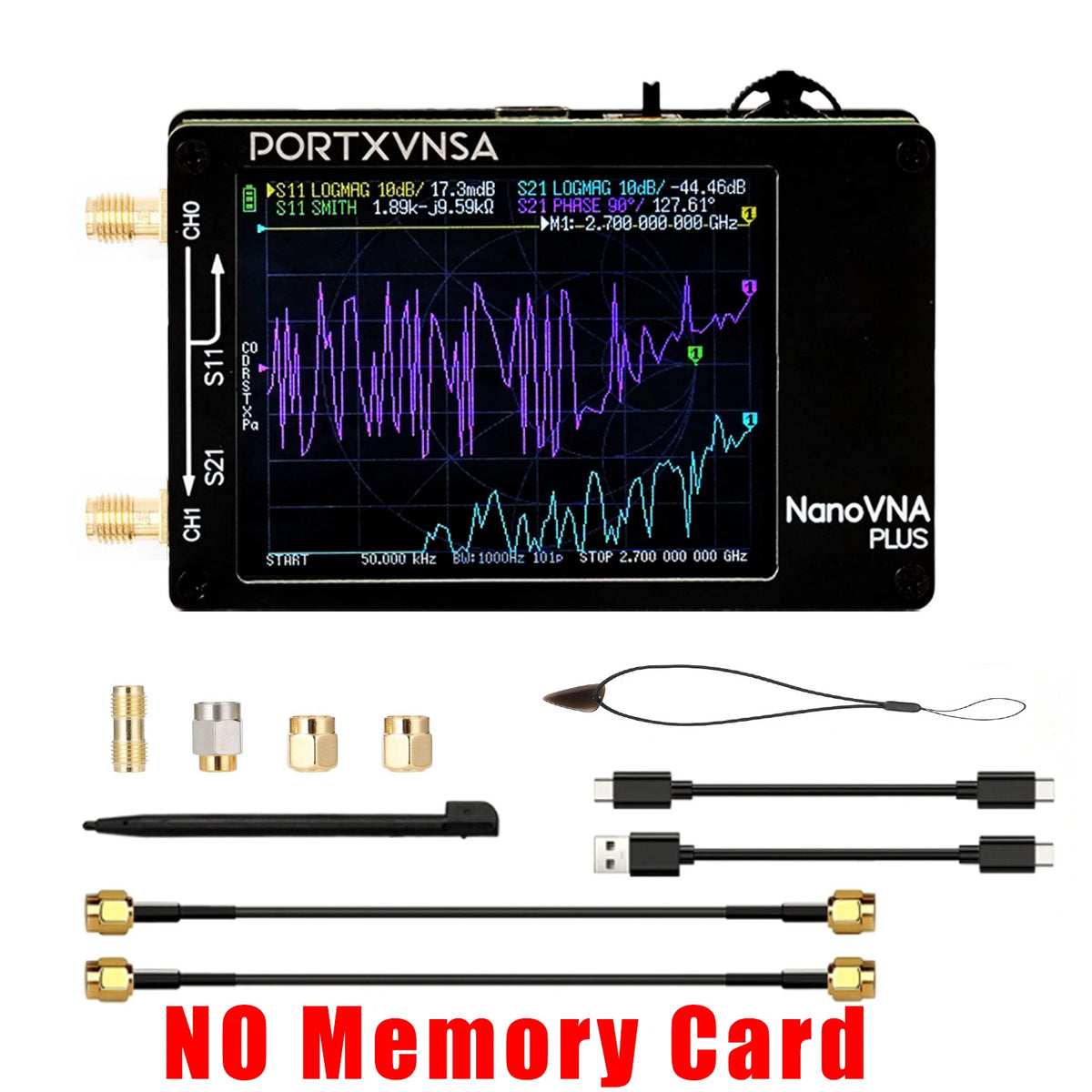 New NanoVNA Plus Vector Network Analyzer 50kHz-2.7GHz Portable Handheld VNA with Touch Screen Antenna Analyzer  S Parameters