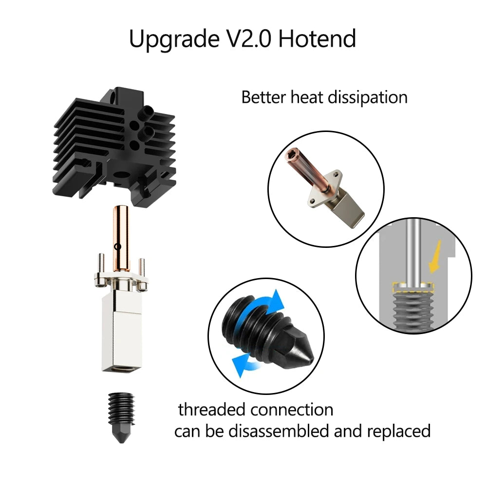 V2 Hotend Assembly For Bambu Lab P1S X1 X1C P1P With Heater Cartridge Thermistor 0.4 Nozzle Bambulab Hot end Extruder Accessorie