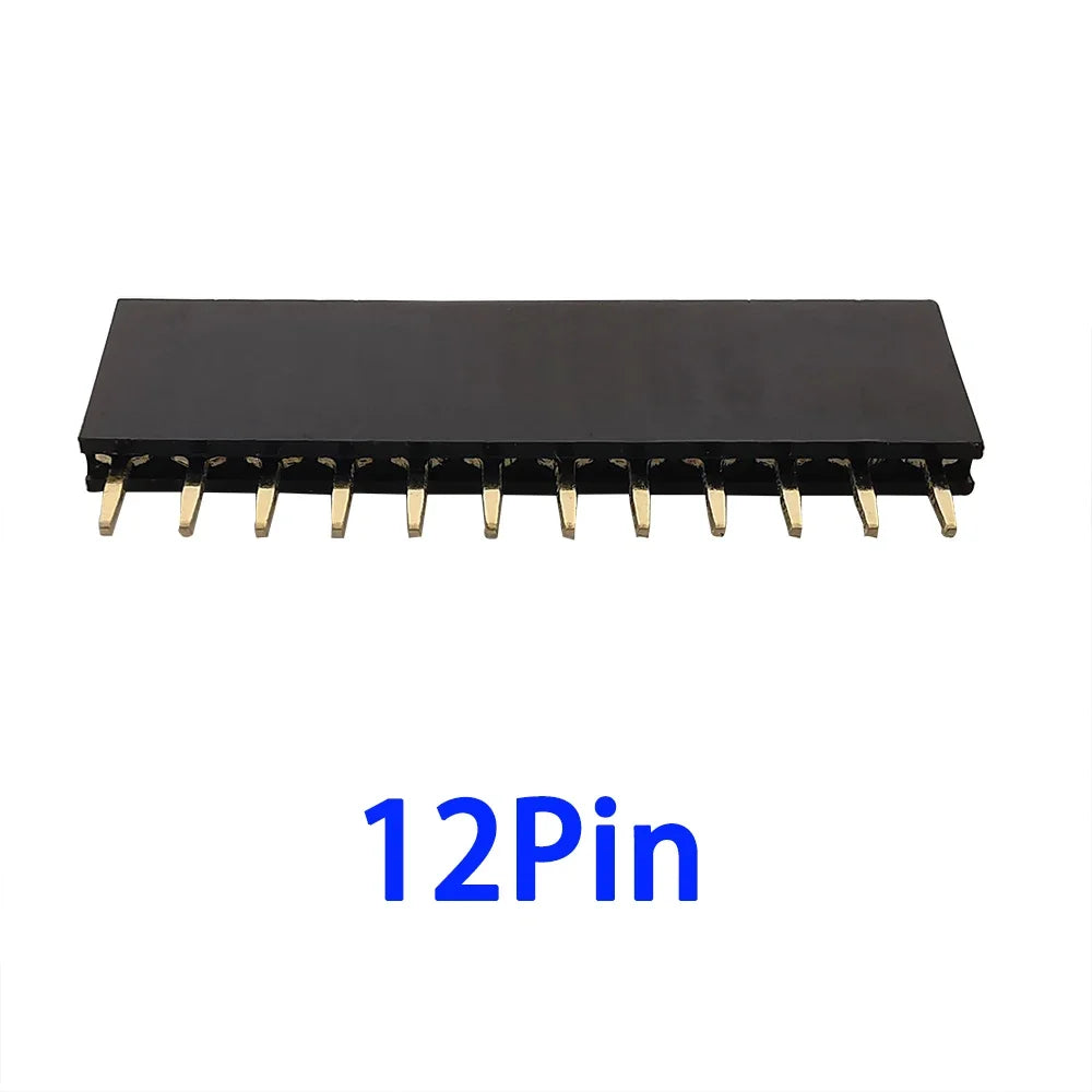 10Pcs2.54mm Pitch Single Row Female Pin Header Socket 2~40P PCB Board Connector Strip Gold Plated Pinheader Terminal for Arduino