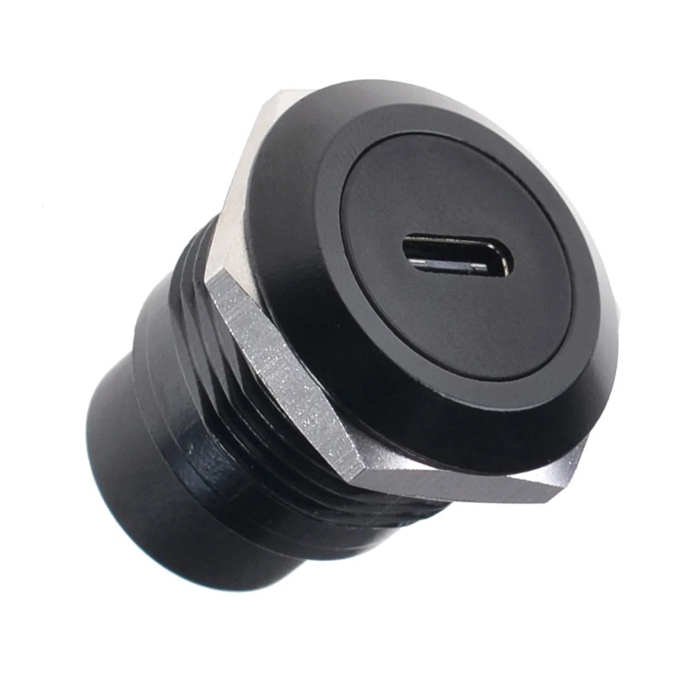 1 PCS Metal Panel Mount USB Type-C Connectors, Round & D-Type Module Through-Panel Electronic Socket for DIY & Industrial Use