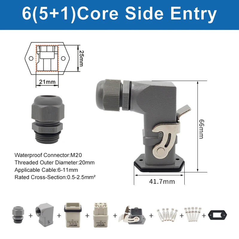 HA Heavy Duty Connector Kit 4/5/6/8 Core Pins Male&Female Insert Plug HDC-HA Rectangular Waterproof Industrial Aviation Socket