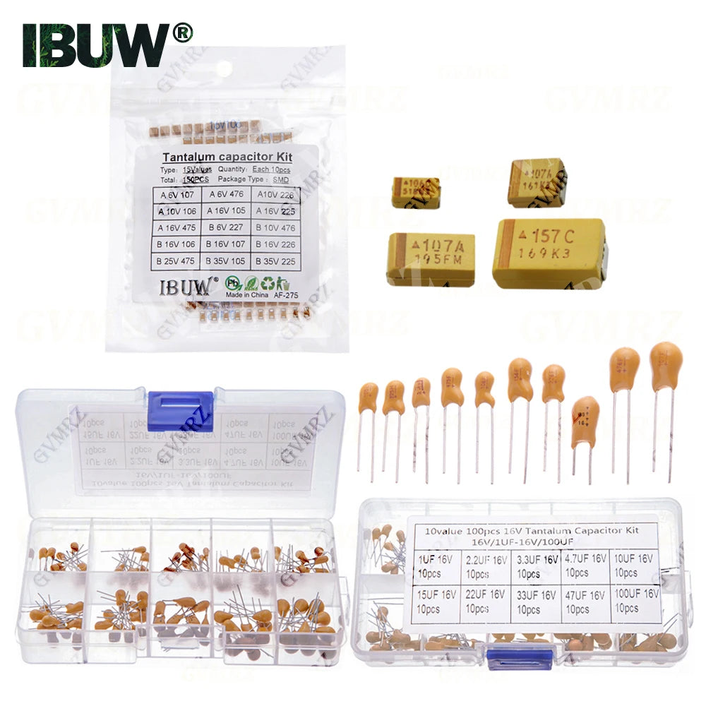 Tantalum capacitor DIP SMD kit 0.1UF 1uf 2.2UF 4.7UF 10UF 22UF 33UF 47UF 100UF 220uF 330UF