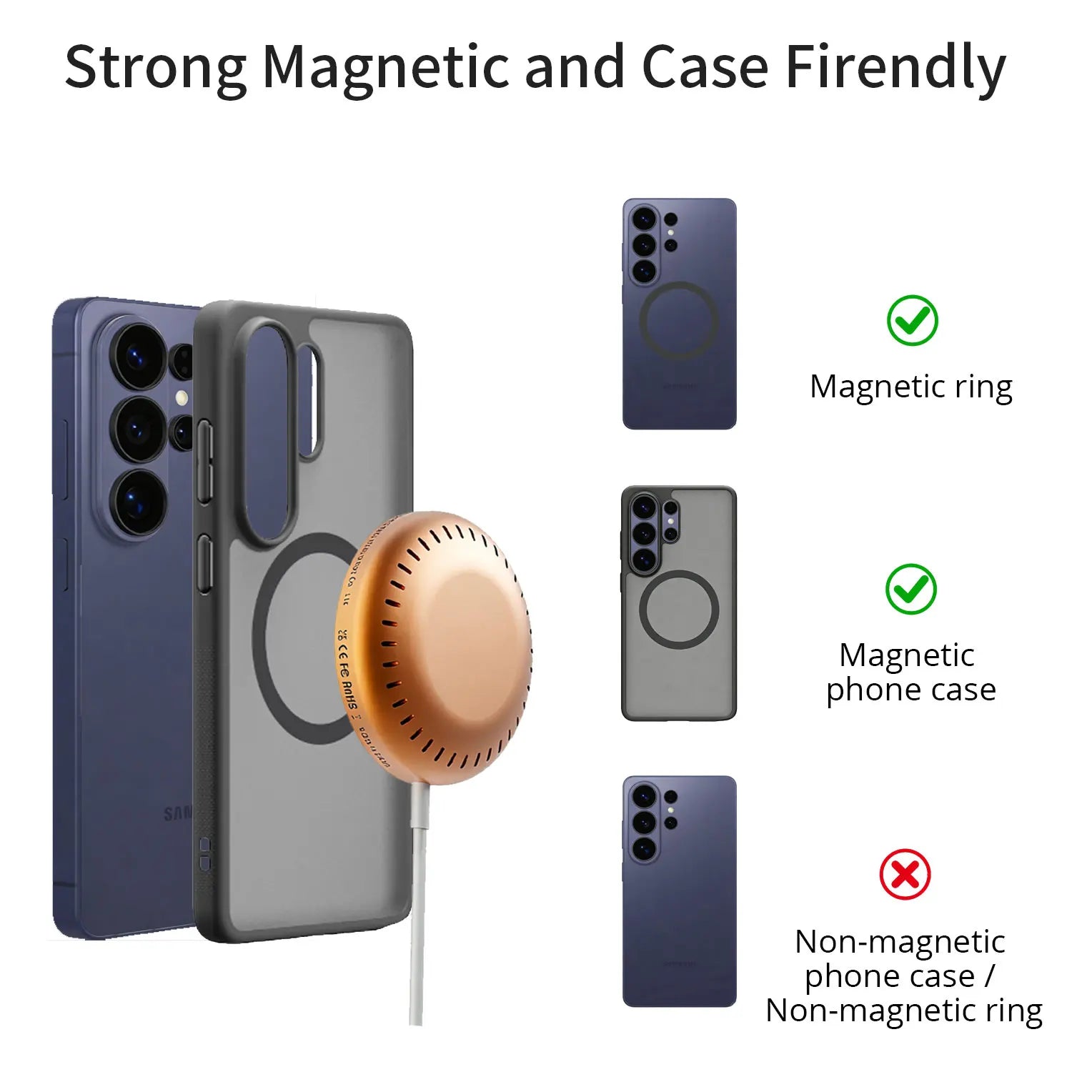 Bonola 25W Magnetic Wirelesss Charger for Samsung S26 Ultra Wireless Fast Charging Pad Type C Cable for Galaxy S26 Ultra