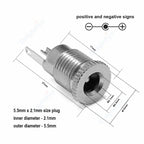 1/3/5/10Pcs DC Power Supply Jack Socket Female Panel Mount Connector 5.5mm 2.1mm Plug Adapter 2 Terminal Types 5.5x2.5mm
