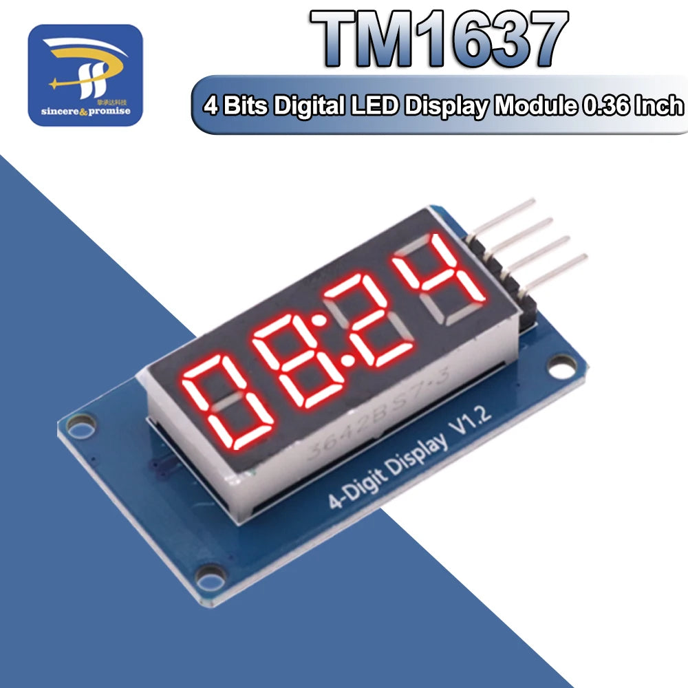 1pcs TM1637 4 Bits Digital LED Display Module For Arduino 7 Segment 0.36Inch Clock RED Anode Tube Four Serial Driver Board Pack