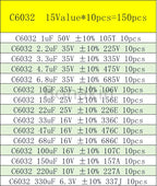 A B C D E 3216 3528 6032 7343 SMD Tantalum Capacitor Assortment Kit 1UF 2.2UF 4.7UF 10UF 22UF 33UF 47UF 100UF 220uF 330UF 470UF